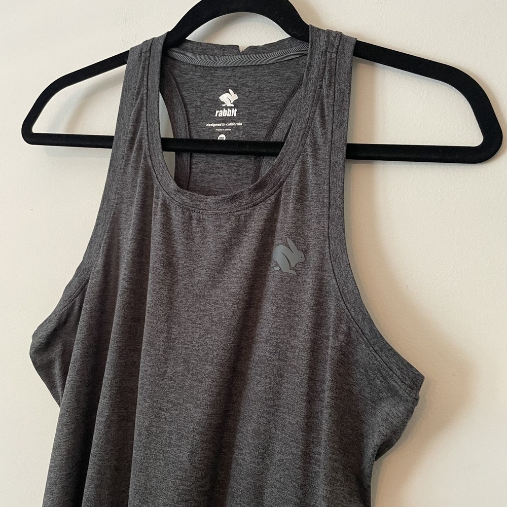 Rabbit Running Womens Racerback Tank Top Heather Gray Size M Stretch Active Gym - Picture 5 of 9
